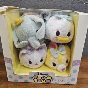 Disney Tsum Tsum Easter Bunny Box Set Marie Daisy Dumbo Miss Bunny 4 Plush NIB